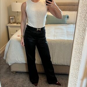 Express black coated shiney stretch high rise wide leg size 8R